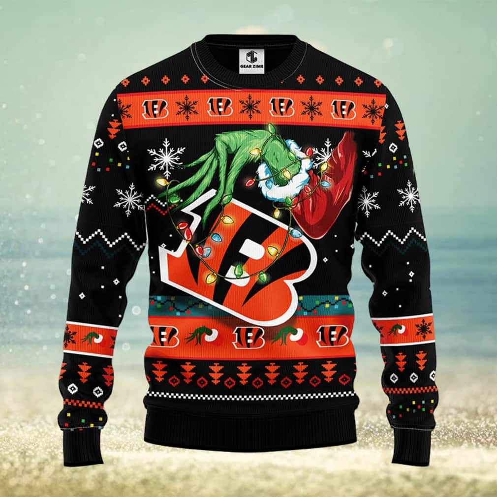 Black Grinch NFL Cincinnati Bengals Ugly Christmas Sweater Black Grinch NFL Cincinnati Bengals Ugly Christmas Sweater