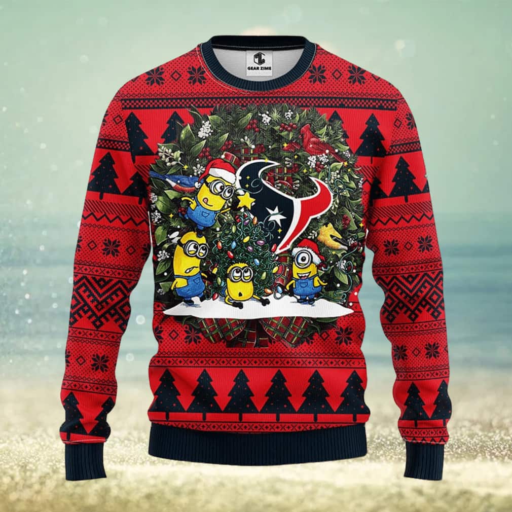Minion NFL Houston Texans Ugly Christmas Sweater Minion NFL Houston Texans Ugly Christmas Sweater