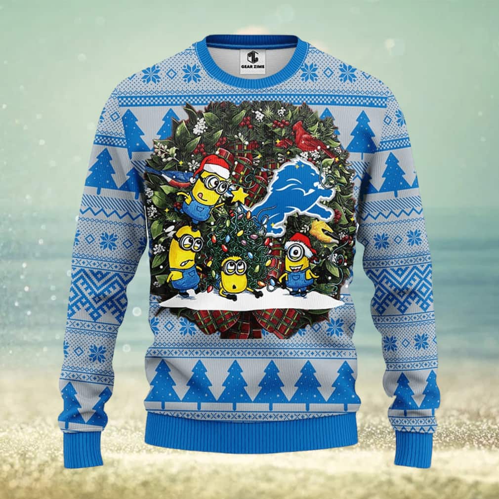 Minion NFL Detroit Lions Ugly Christmas Sweater Minion NFL Detroit Lions Ugly Christmas Sweater