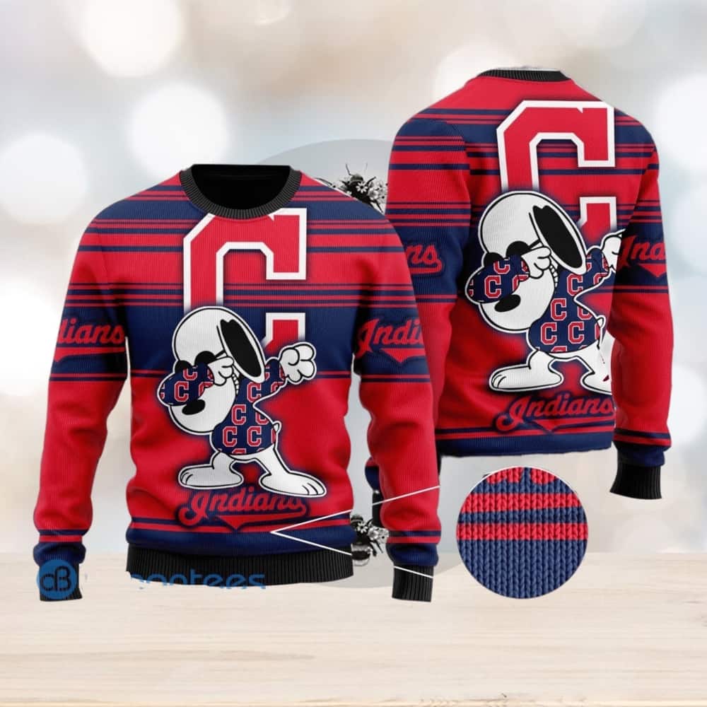 Snoopy Loves MLB Cleveland Indians Ugly Christmas Sweater Snoopy Loves MLB Cleveland Indians Ugly Christmas Sweater