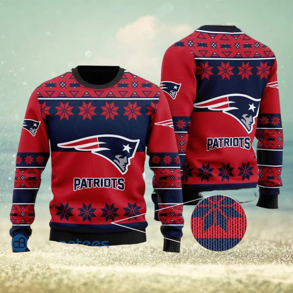 NFL New England Patriots Ugly Christmas Sweater Snowflakes Pattern NFL New England Patriots Ugly Christmas Sweater Snowflakes Pattern