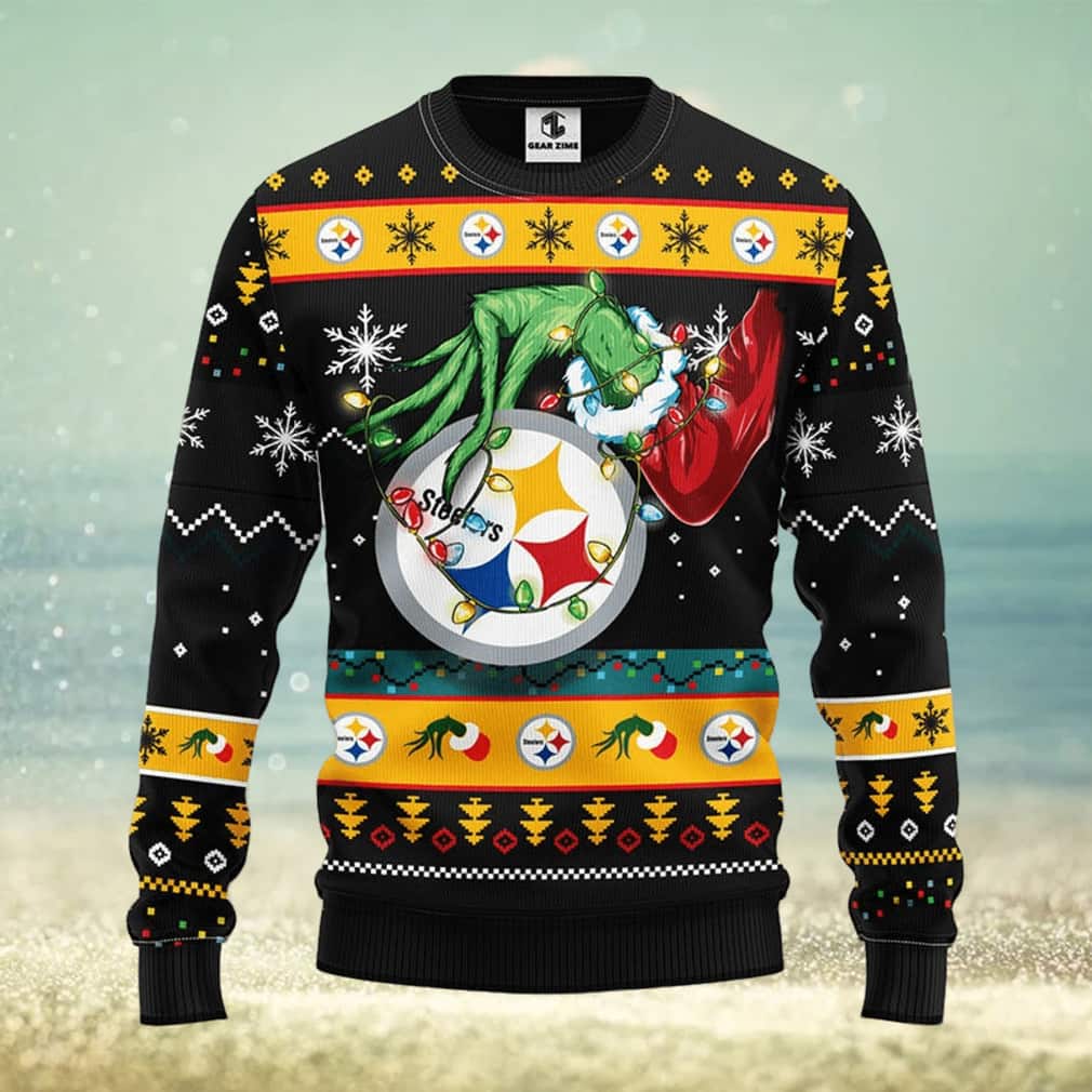 Black Grinch NFL Pittsburgh Steelers Ugly Christmas Sweater Black Grinch NFL Pittsburgh Steelers Ugly Christmas Sweater
