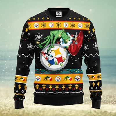 Black Grinch NFL Pittsburgh Steelers Ugly Christmas Sweater