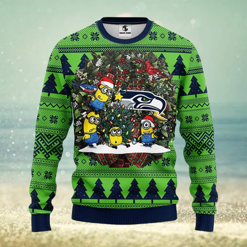 Minion NFL Seattle Seahawks Ugly Christmas Sweater Minion NFL Seattle Seahawks Ugly Christmas Sweater
