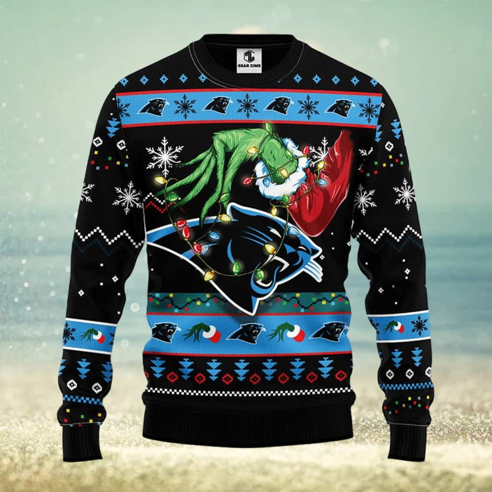 Black Grinch NFL Carolina Panthers Ugly Christmas Sweater Black Grinch NFL Carolina Panthers Ugly Christmas Sweater
