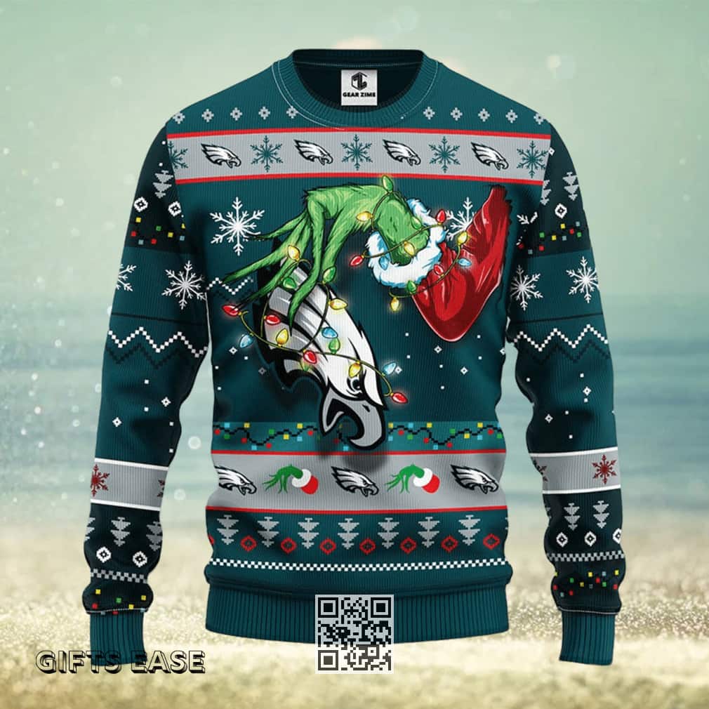 Funny Grinch NFL Philadelphia Eagles Ugly Christmas Sweater Funny Grinch NFL Philadelphia Eagles Ugly Christmas Sweater