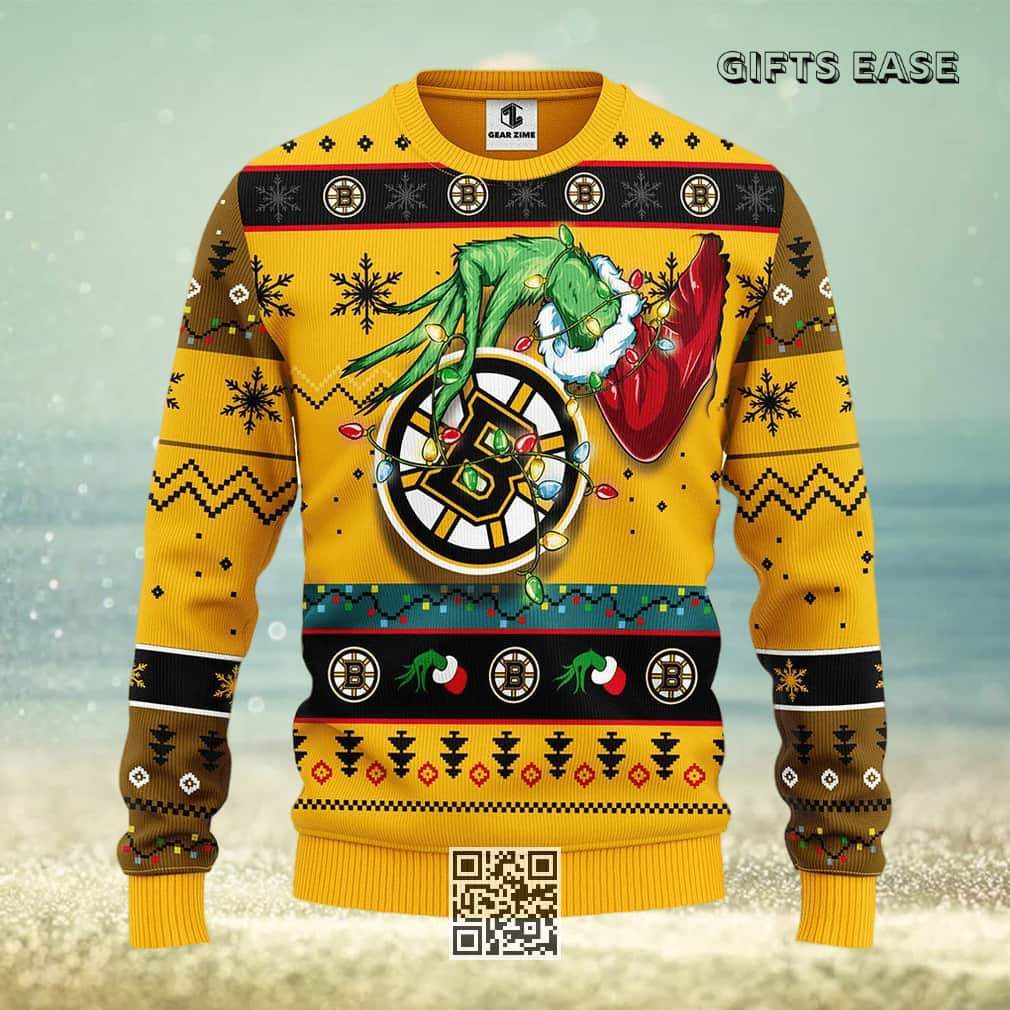 Yellow Grinch NHL Boston Bruins Ugly Christmas Sweater Yellow Grinch NHL Boston Bruins Ugly Christmas Sweater