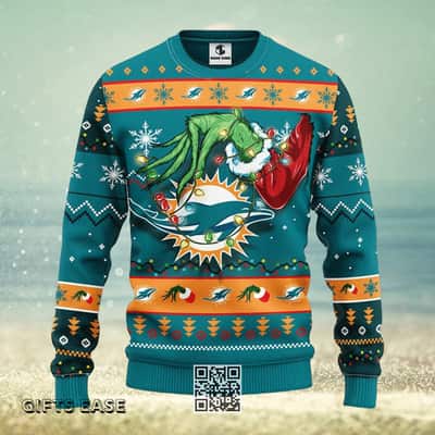 Funny Grinch NFL Miami Dolphins Ugly Christmas Sweater