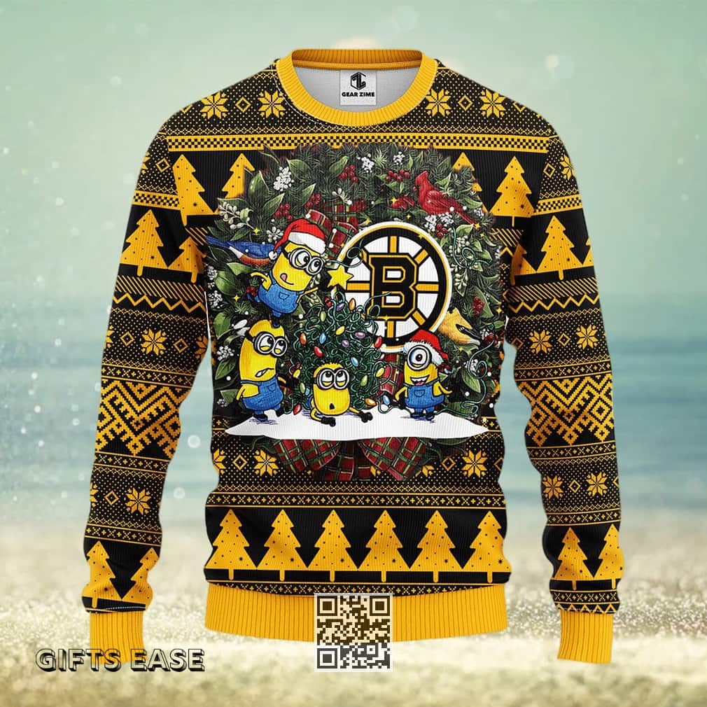 Cute Minion NHL Boston Bruins Ugly Christmas Sweater Cute Minion NHL Boston Bruins Ugly Christmas Sweater