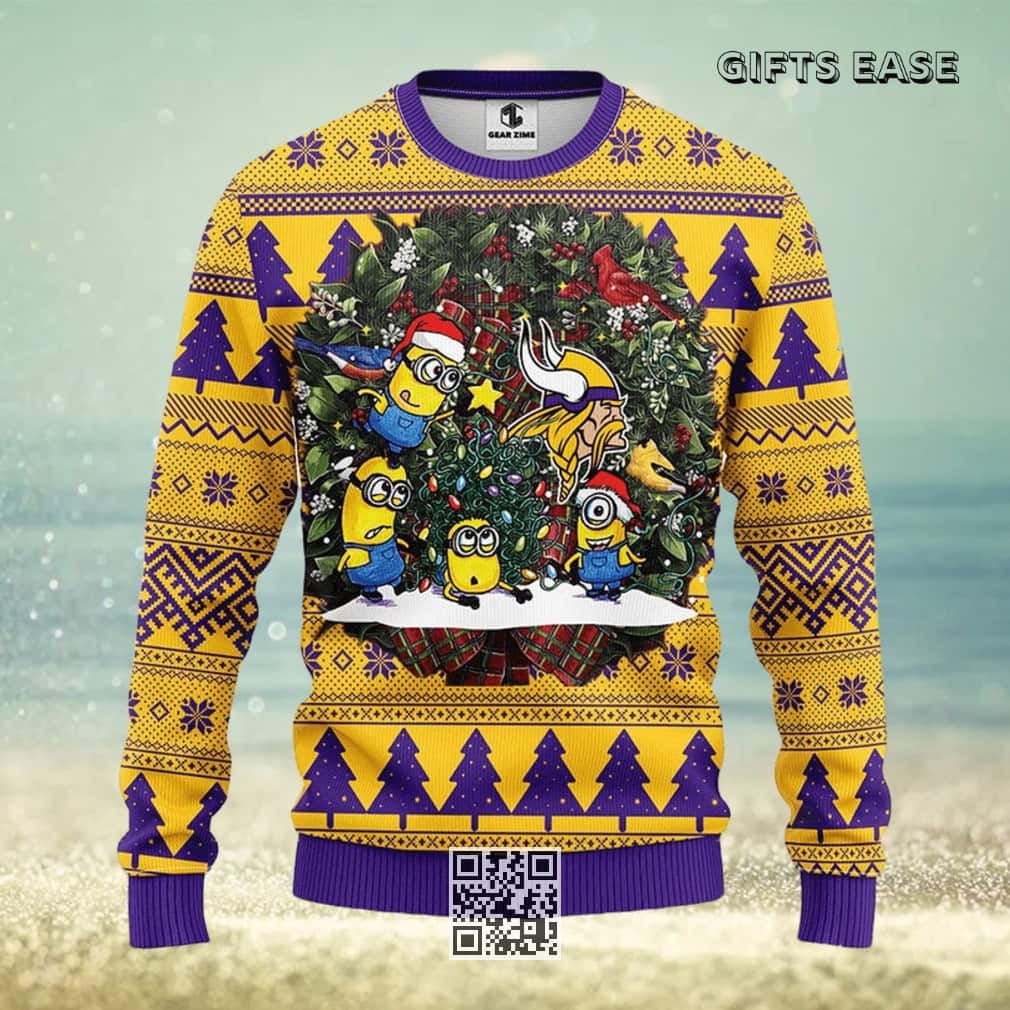 Cute Minion NFL Minnesota Vikings Ugly Christmas Sweater Cute Minion NFL Minnesota Vikings Ugly Christmas Sweater