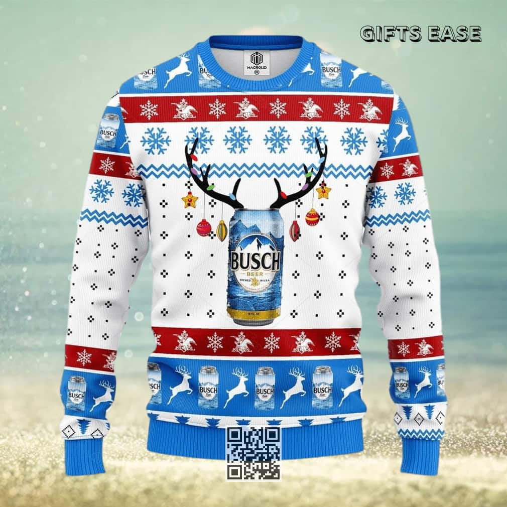 Busch Beer Ugly Christmas Sweater Reindeer