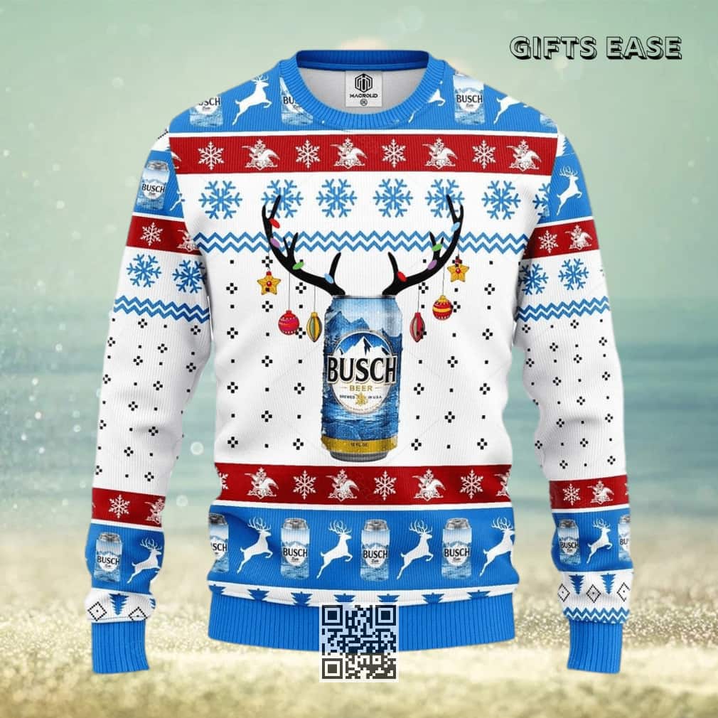 Busch Beer Ugly Christmas Sweater Reindeer Busch Beer Ugly Christmas Sweater Reindeer