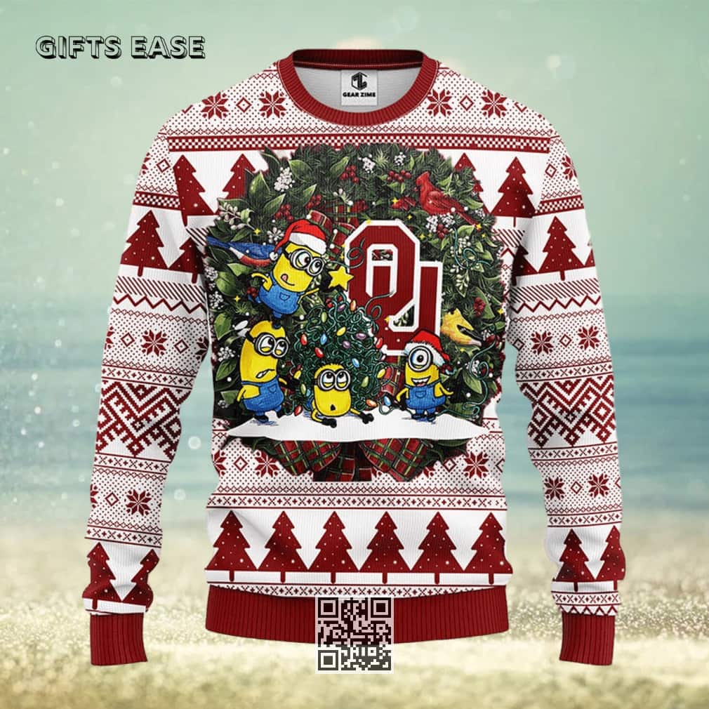 Cute Minion NCAA Oklahoma Sooners Ugly Christmas Sweater Cute Minion NCAA Oklahoma Sooners Ugly Christmas Sweater