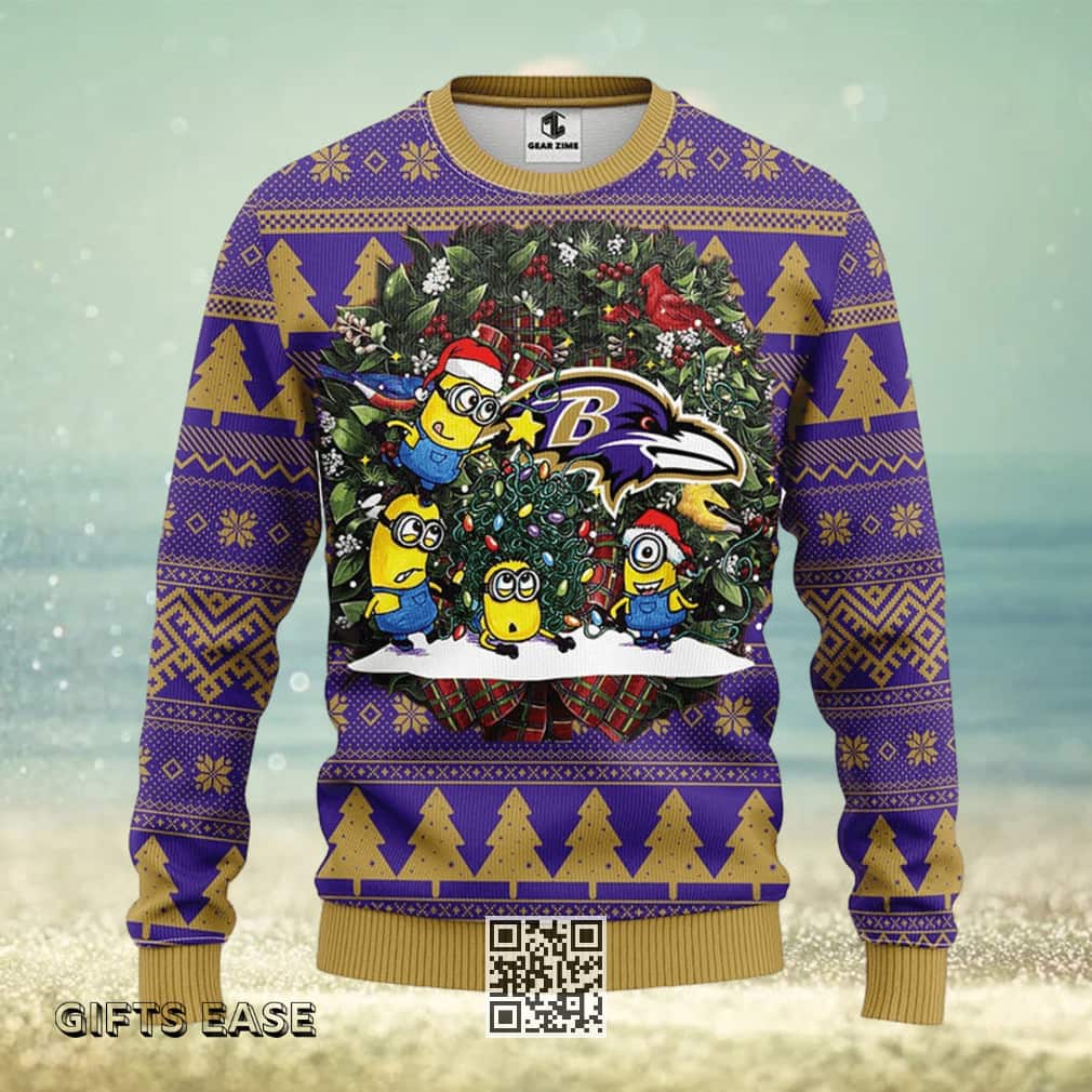 Minion NFL Baltimore Ravens Ugly Christmas Sweater Minion NFL Baltimore Ravens Ugly Christmas Sweater