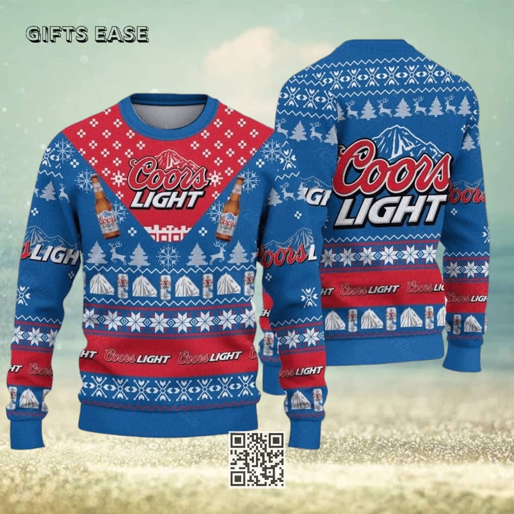 Blue Coors Light Beer Ugly Christmas Sweater