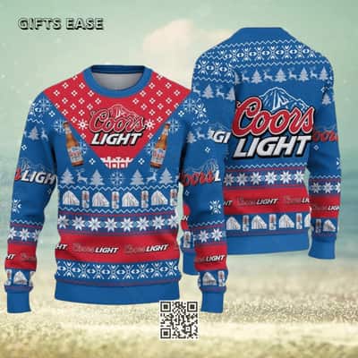 Blue Coors Light Beer Ugly Christmas Sweater