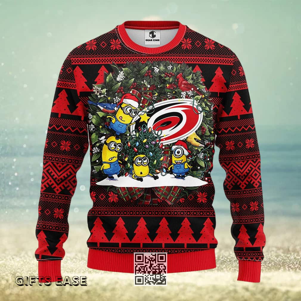 Cute Minion NHL Carolina Hurricanes Ugly Christmas Sweater