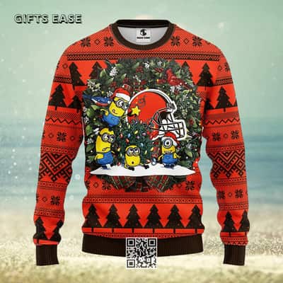 Cute Minion NFL Cleveland Browns Ugly Christmas Sweater