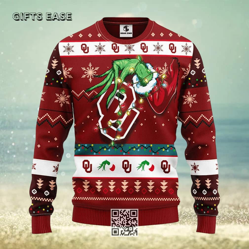 Red Grinch NCAA Oklahoma Sooners Ugly Christmas Sweater Red Grinch NCAA Oklahoma Sooners Ugly Christmas Sweater