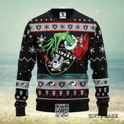 Black Grinch NFL Oakland Raiders Ugly Christmas Sweater