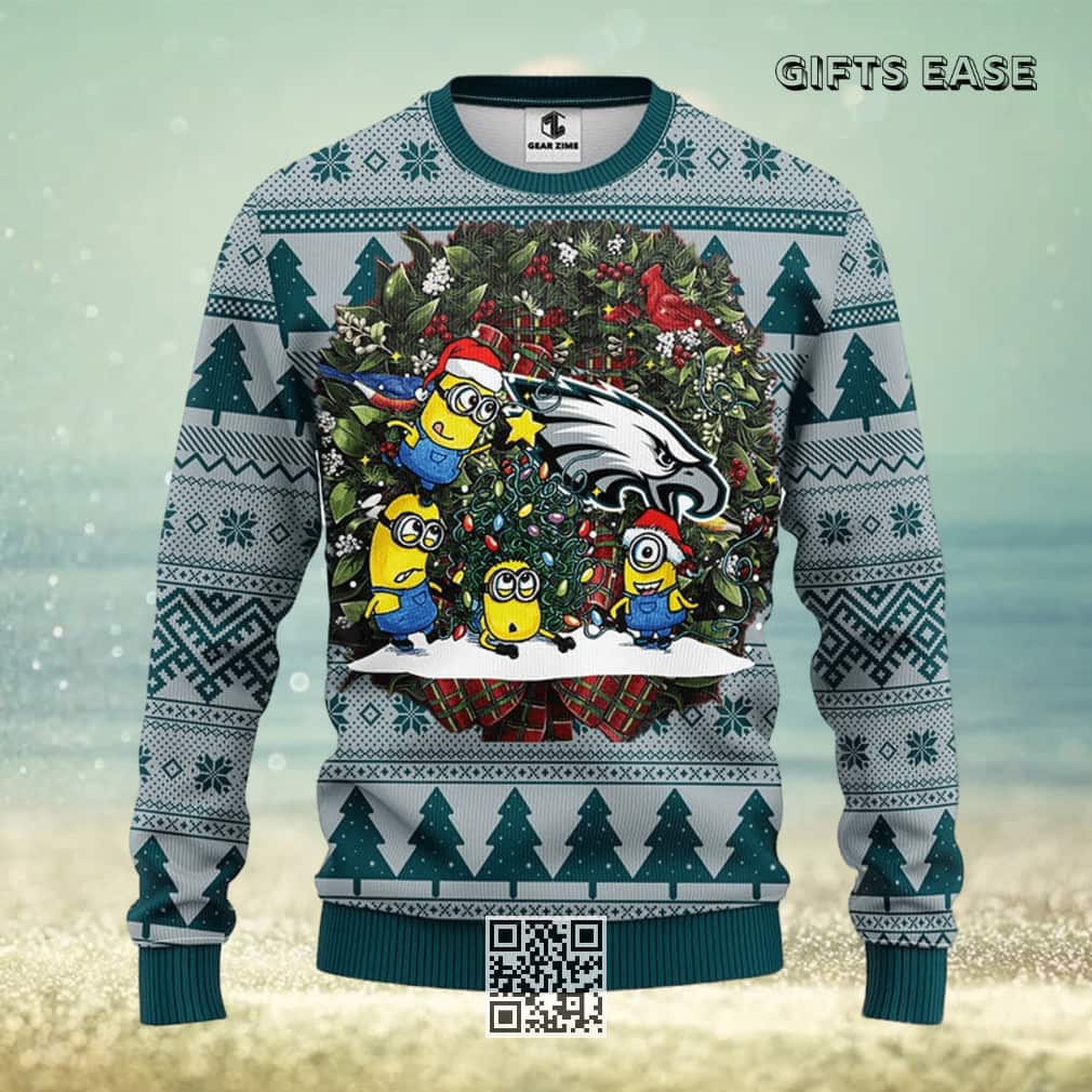 Cute Minion NFL Philadelphia Eagles Ugly Christmas Sweater Cute Minion NFL Philadelphia Eagles Ugly Christmas Sweater