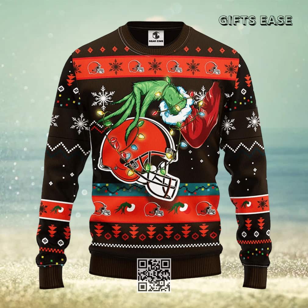 Funny Grinch NFL Cleveland Browns Ugly Christmas Sweater Winter Gift Funny Grinch NFL Cleveland Browns Ugly Christmas Sweater Winter Gift
