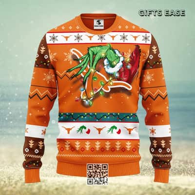 Orange Grinch NCAA Texas Longhorns Ugly Christmas Sweater