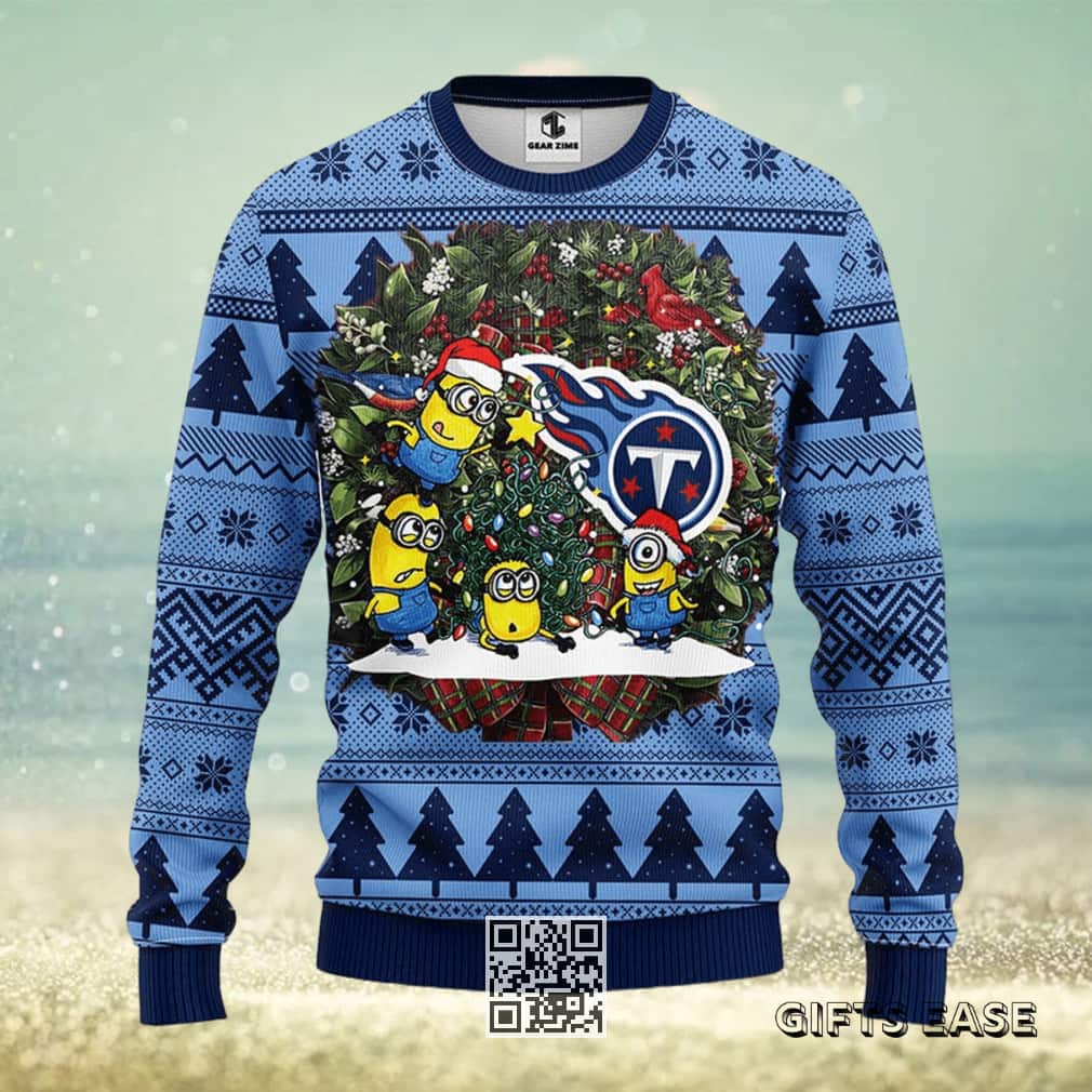 Blue Minion NFL Tennessee Titans Ugly Christmas Sweater Blue Minion NFL Tennessee Titans Ugly Christmas Sweater