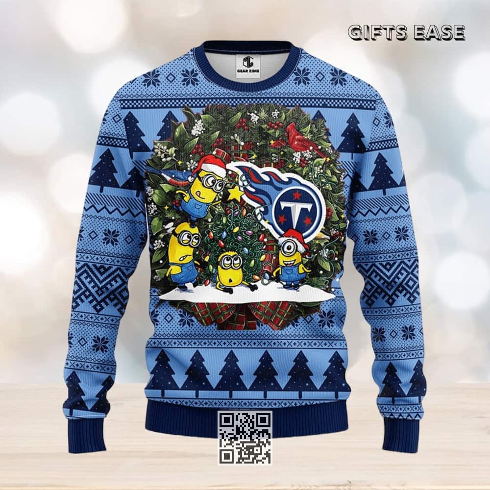 Blue Minion NFL Tennessee Titans Ugly Christmas Sweater