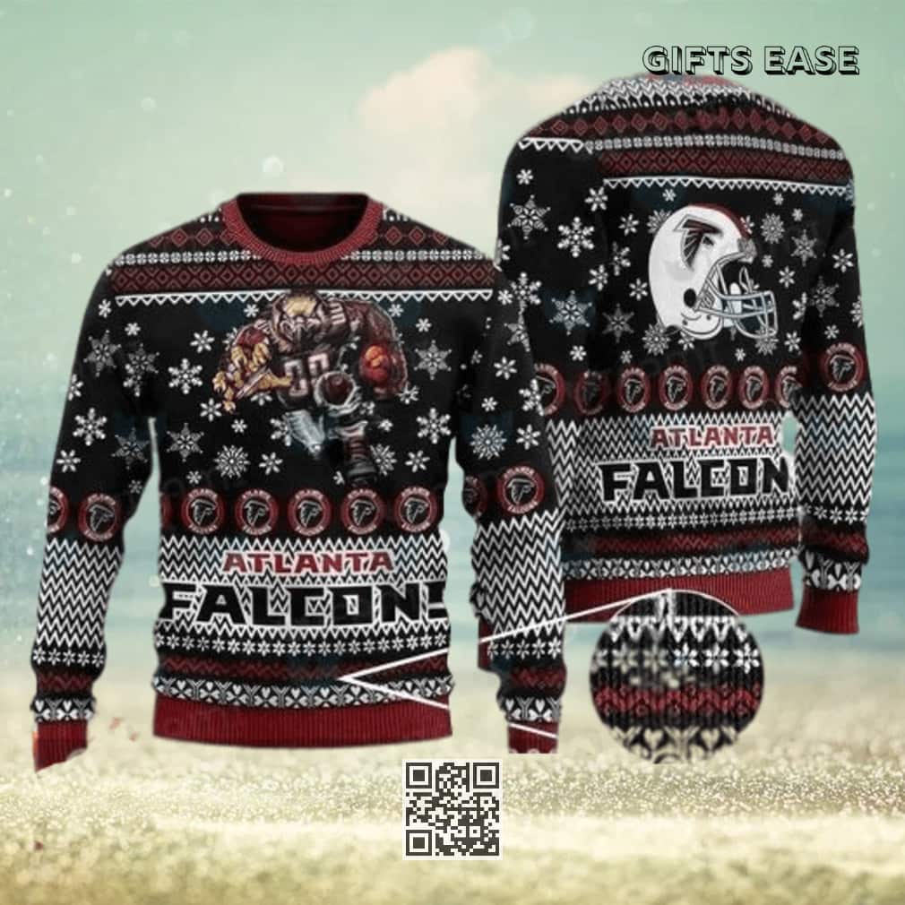 Black NFL Atlanta Falcons Ugly Christmas Sweater Snowflake Pattern Black NFL Atlanta Falcons Ugly Christmas Sweater Snowflake Pattern