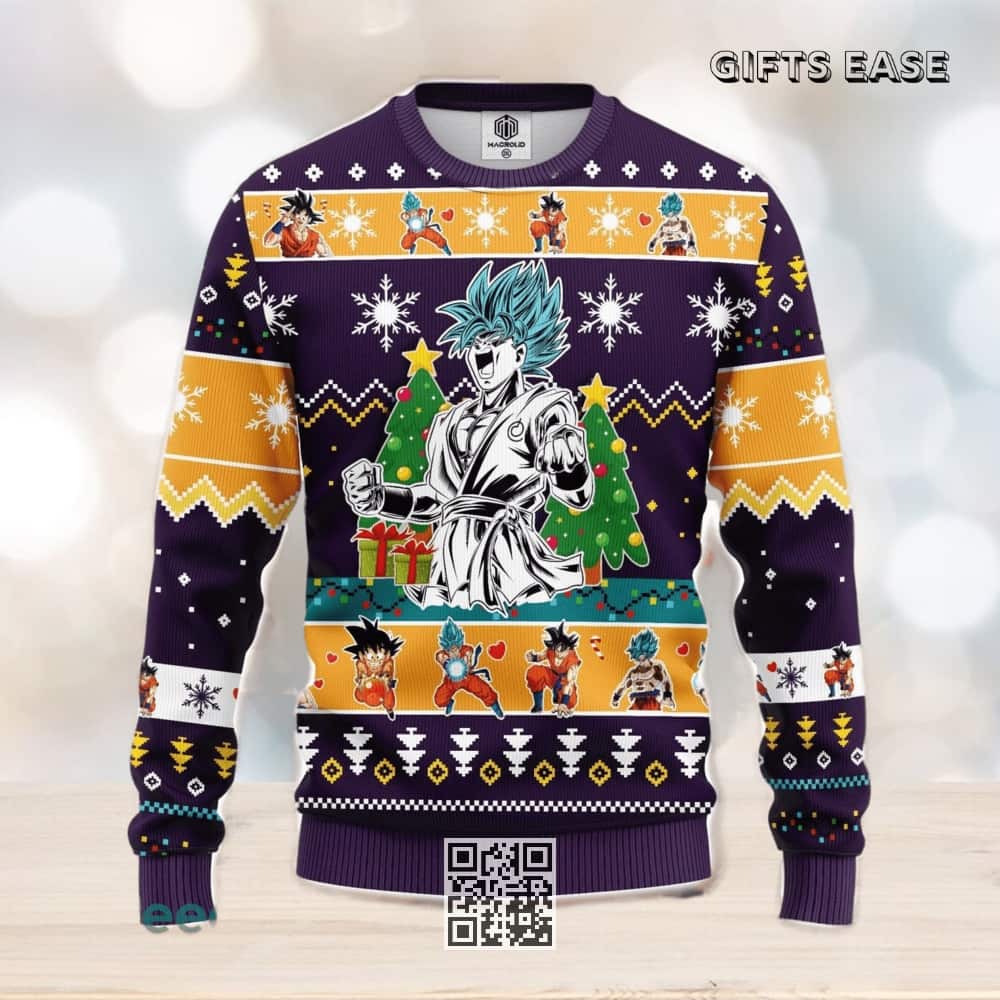 Goku Blue Dragon Ball Ugly Christmas Sweater Goku Blue Dragon Ball Ugly Christmas Sweater