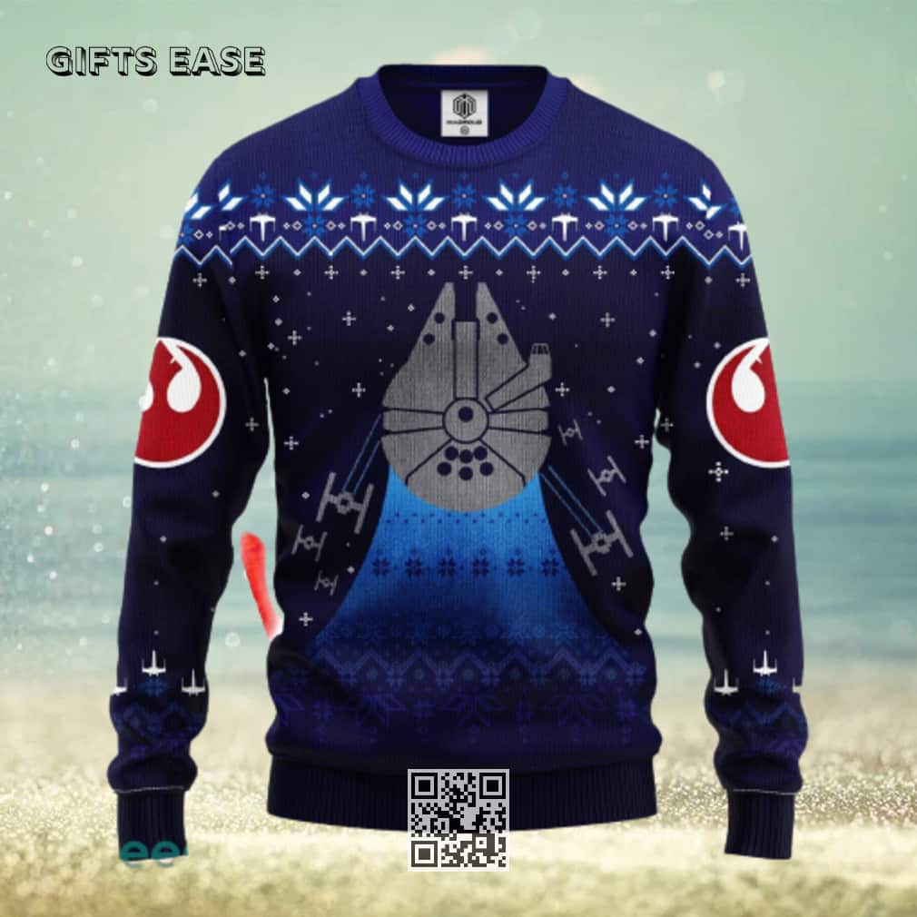 Navy Blue Star Wars Ugly Christmas Sweater Navy Blue Star Wars Ugly Christmas Sweater