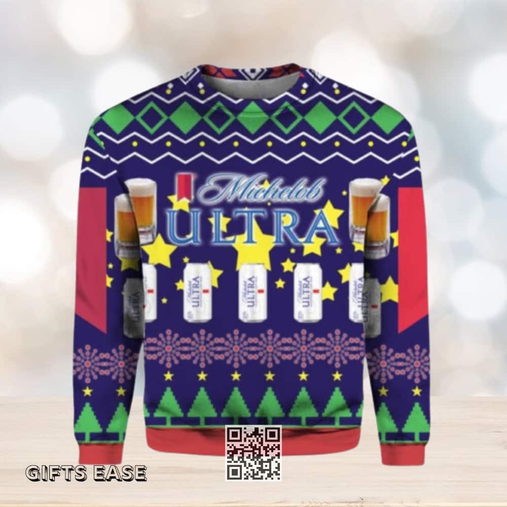 Michelob ULTRA Beer Ugly Christmas Sweater Michelob ULTRA Beer Ugly Christmas Sweater