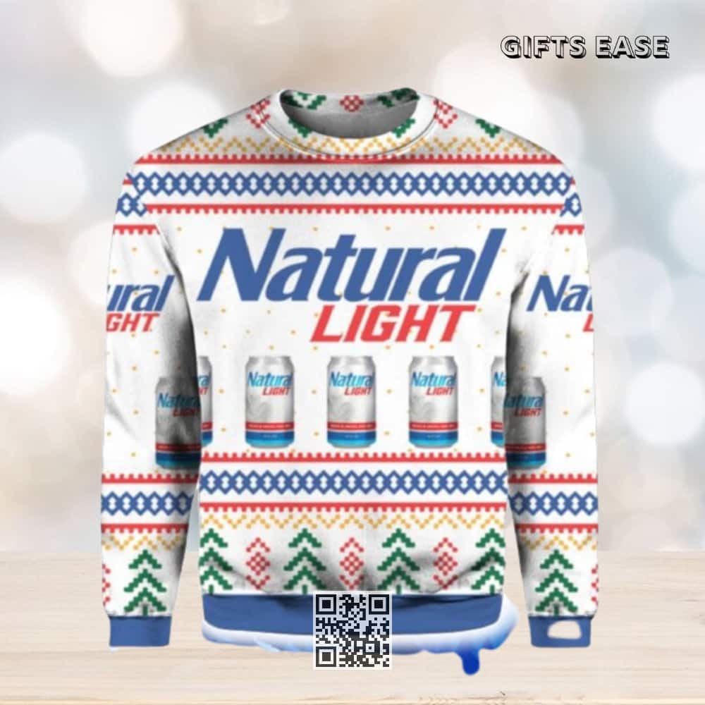 Natural Light Beer Ugly Christmas Sweater Winter Gift