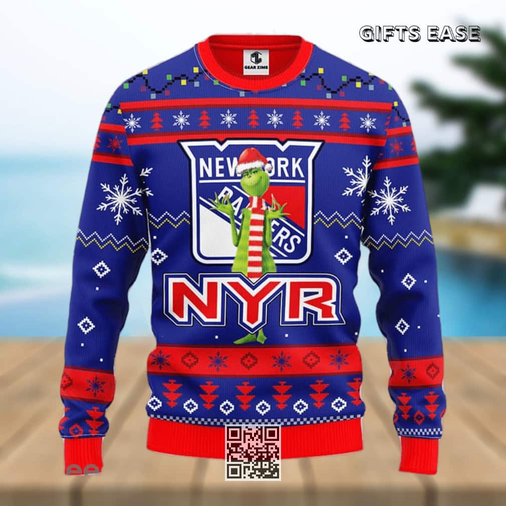NHL New York Rangers Ugly Christmas Sweater Funny Grinch NHL New York Rangers Ugly Christmas Sweater Funny Grinch