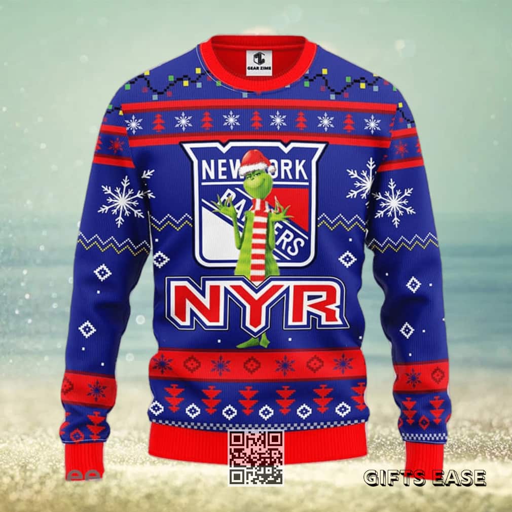 NHL New York Rangers Ugly Christmas Sweater Funny Grinch NHL New York Rangers Ugly Christmas Sweater Funny Grinch