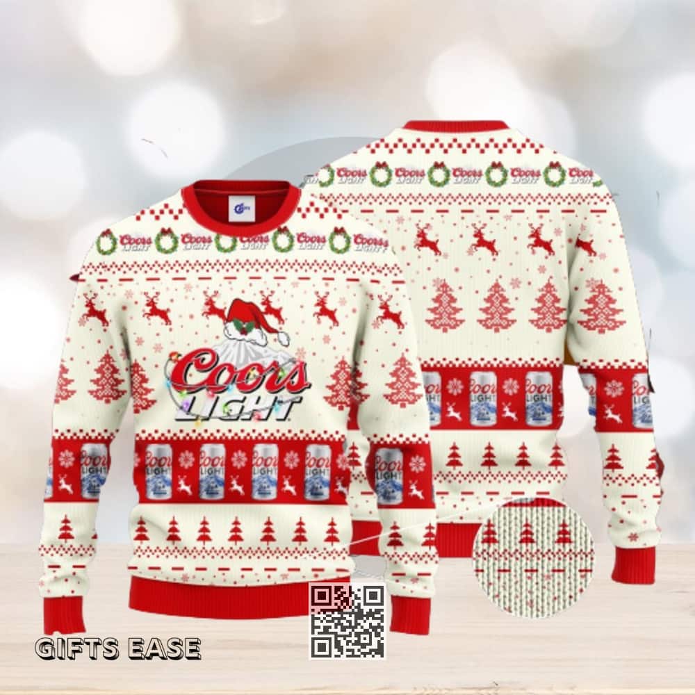 Santa Hat Coors Light Beer Ugly Christmas Sweater