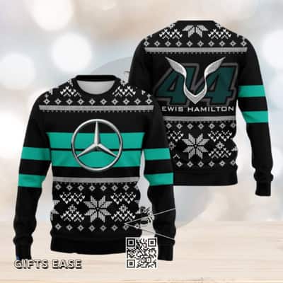Black Mercedes Ugly Christmas Sweater Lewis Hamilton