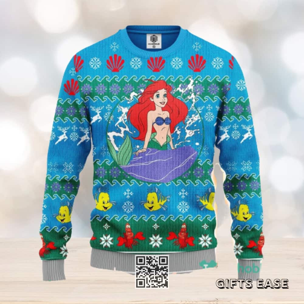 Mermaid Ugly Christmas Sweater Sea Life Pattern Mermaid Ugly Christmas Sweater Sea Life Pattern