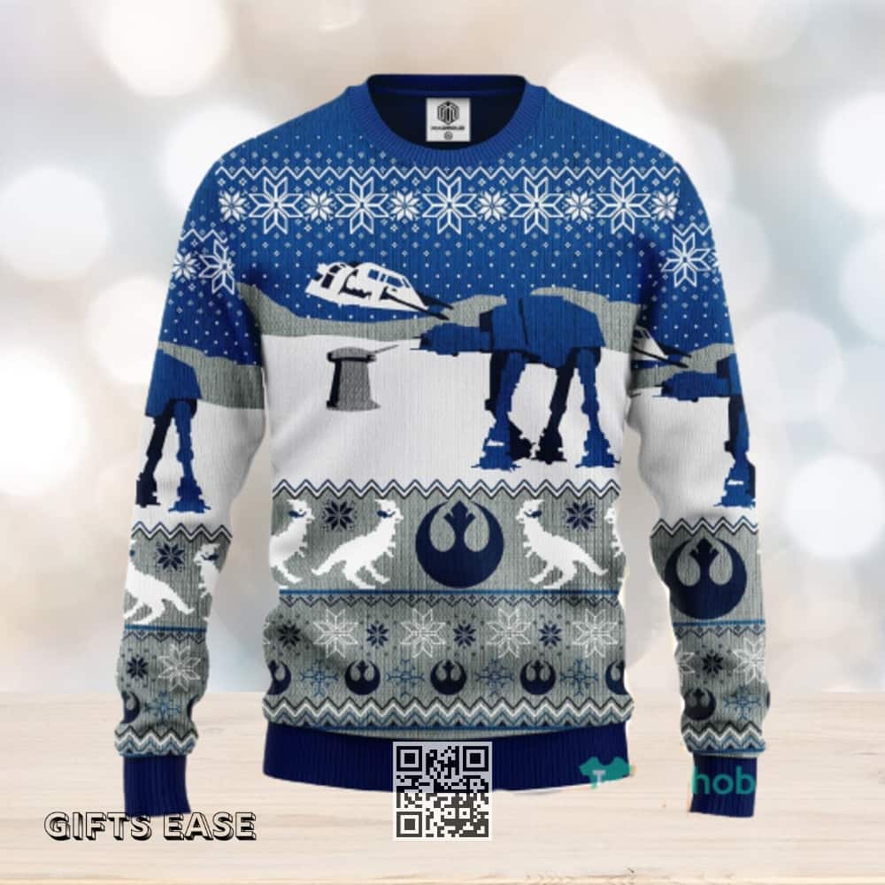 Star Wars Ugly Christmas Sweater Battle Of Hoth Snowflake Pattern Star Wars Ugly Christmas Sweater Battle Of Hoth Snowflake Pattern