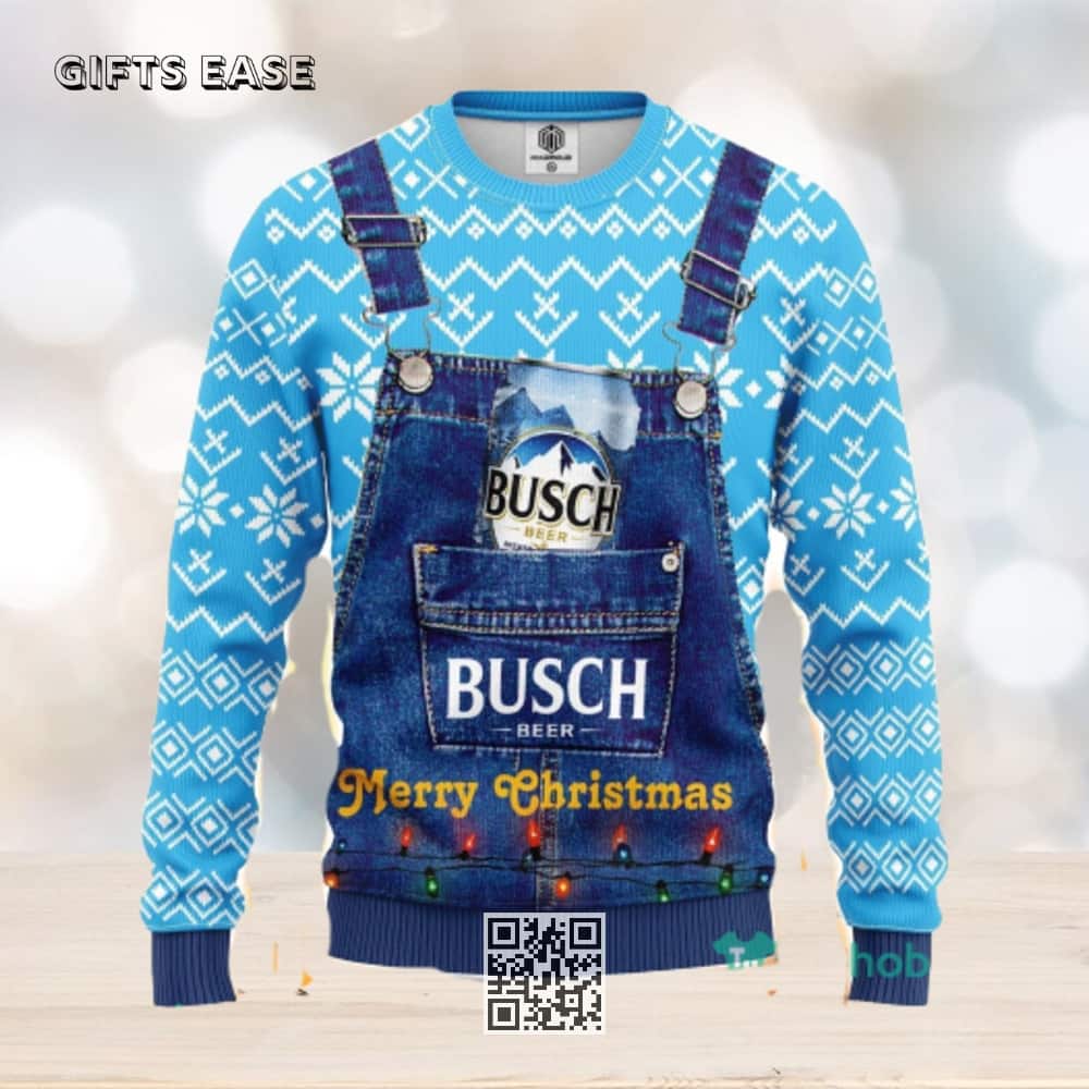 Busch Beer Ugly Christmas Sweater Merry Christmas Snowflake Pattern