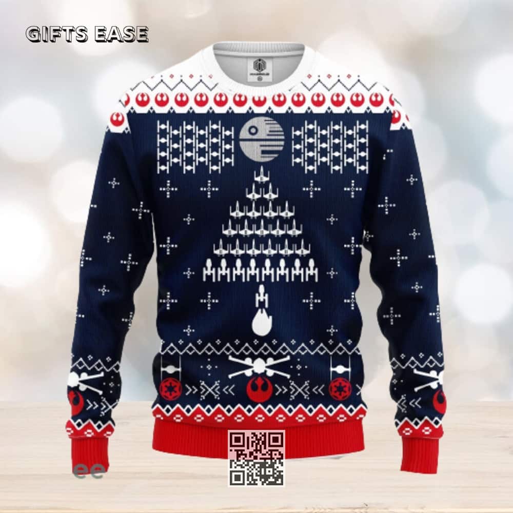 Star Wars Fight Ship Ugly Christmas Sweater Pine Tree