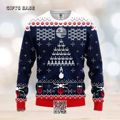 Star Wars Fight Ship Ugly Christmas Sweater Pine Tree