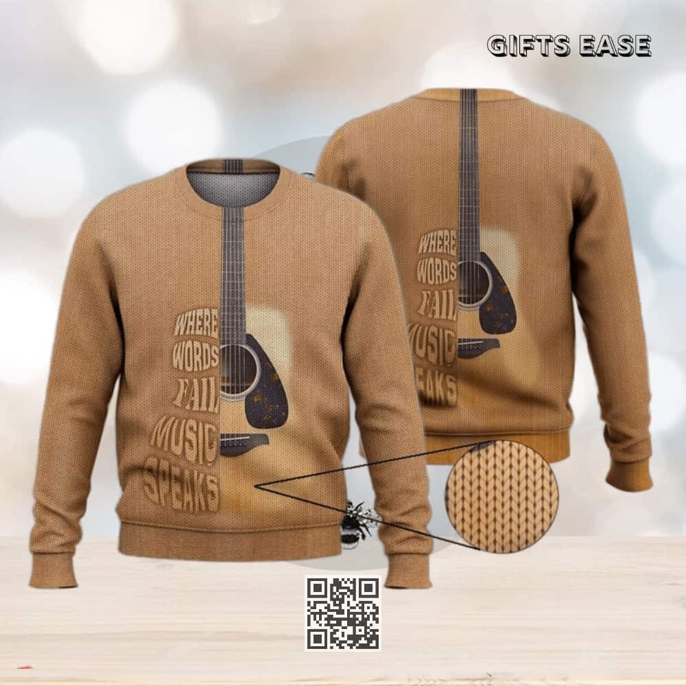 Guitar Ugly Christmas Sweater Where Words Fail Music Speaks Guitar Ugly Christmas Sweater Where Words Fail Music Speaks