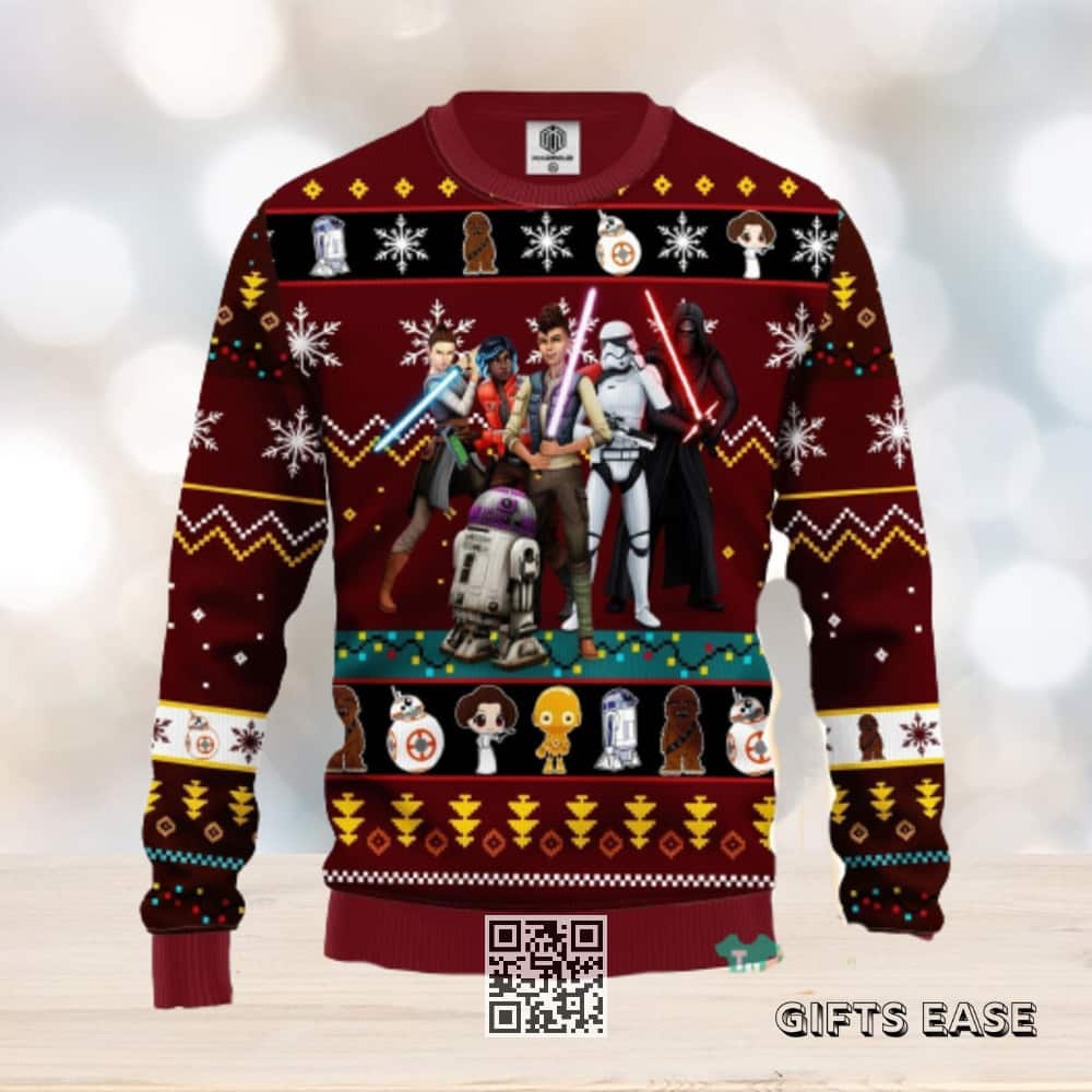 Red Star Wars Ugly Christmas Sweater Characters Red Star Wars Ugly Christmas Sweater Characters