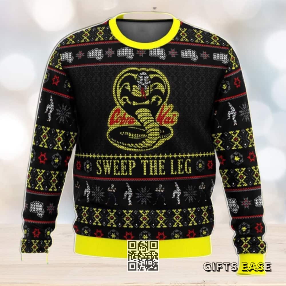 Cobra Kai Ugly Christmas Sweater Sweep The Leg Cobra Kai Ugly Christmas Sweater Sweep The Leg