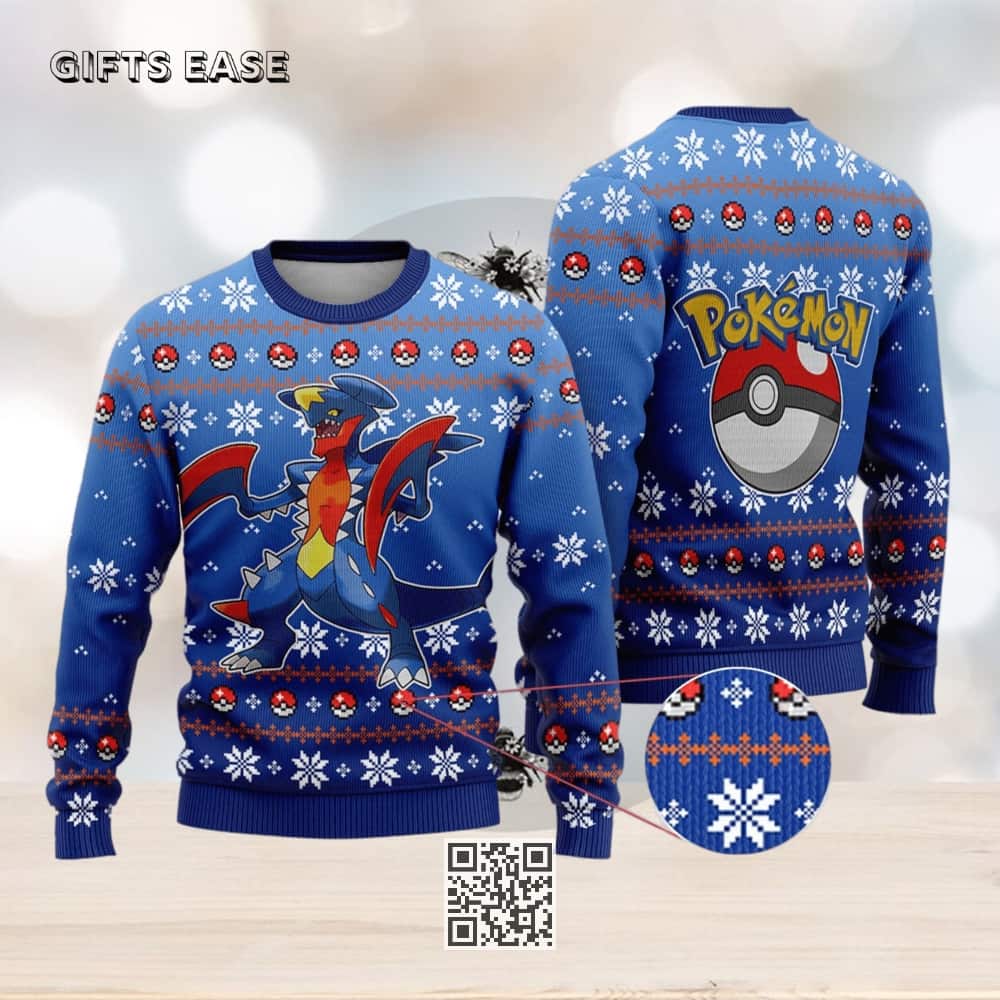 Blue Garchomp Ugly Christmas Sweater Blue Garchomp Ugly Christmas Sweater
