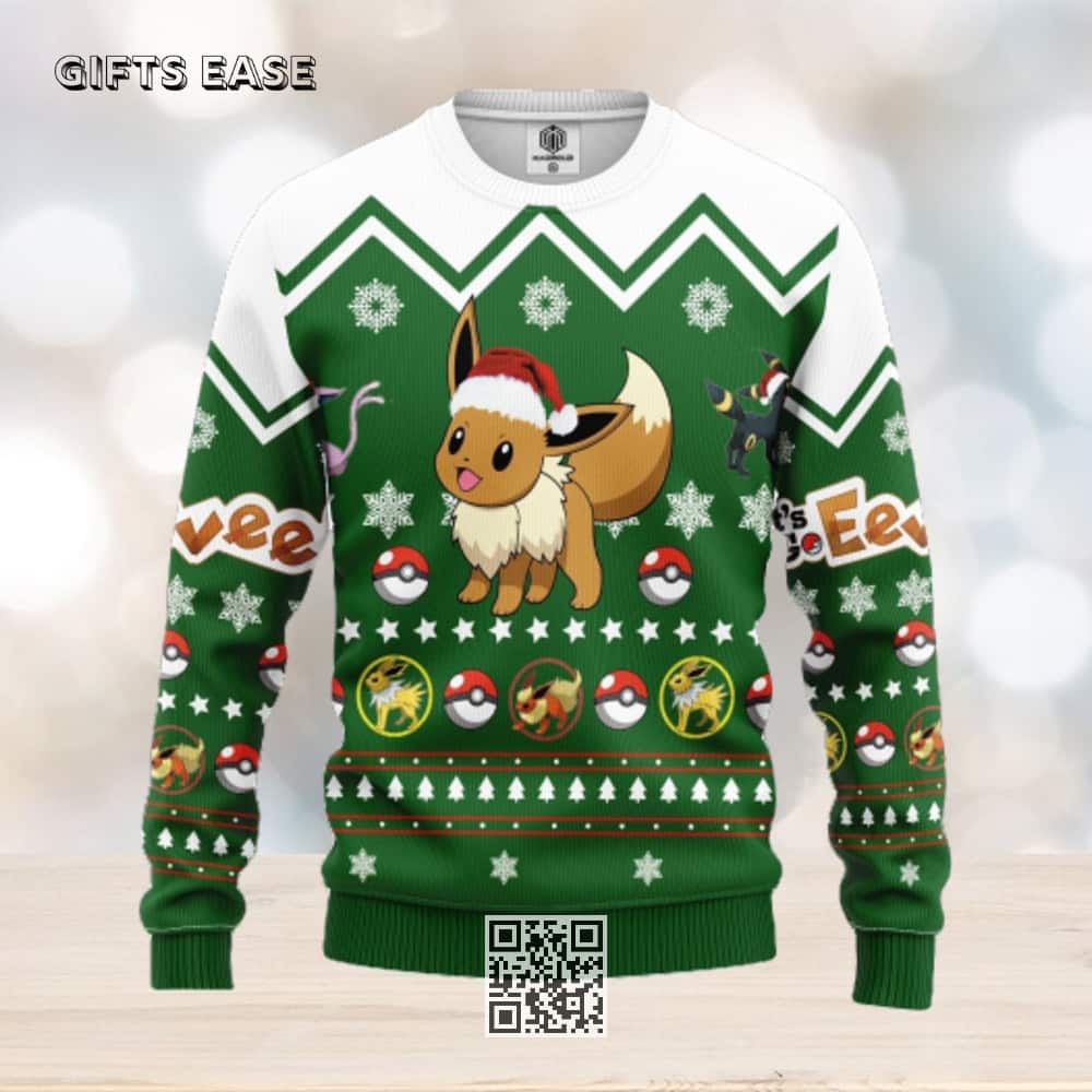 Eevee Pokemon Ugly Christmas Sweater Winter Gift Eevee Pokemon Ugly Christmas Sweater Winter Gift