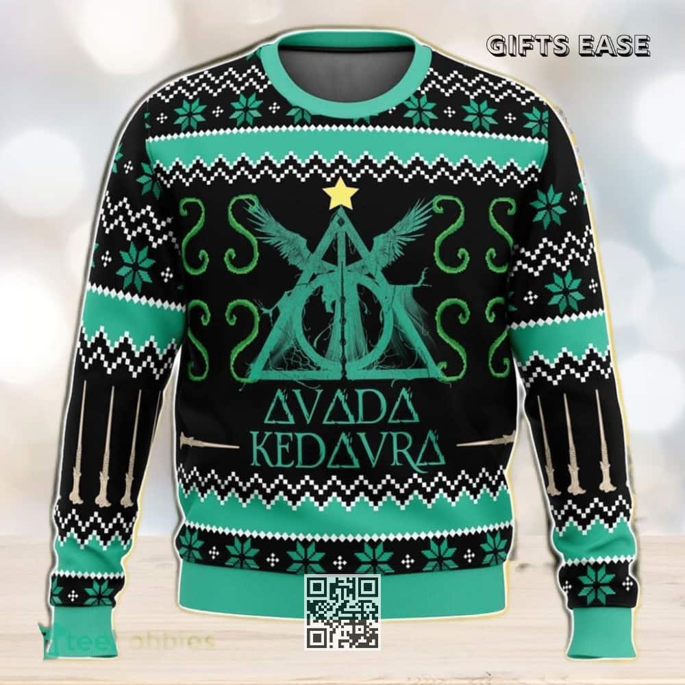 Avada Kedavra Ugly Christmas Sweater Snowflake Pattern Avada Kedavra Ugly Christmas Sweater Snowflake Pattern