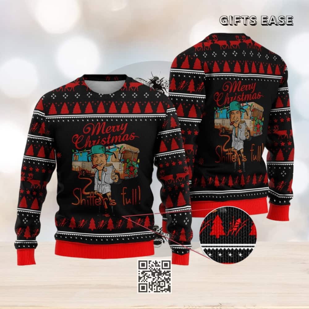 Shitters Full Ugly Christmas Sweater Pine Tree Pattern Shitters Full Ugly Christmas Sweater Pine Tree Pattern
